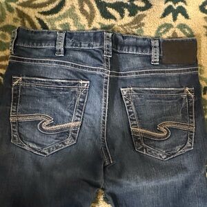 Men’s Silver Eddie Athletic Relaxed Fit Straight Leg Stretch Jeans 34x34